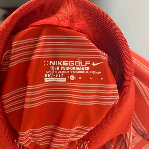 Nike Tour Performance DriFit Mens Medium Short Sleeve Striped Polo - Picture 3 of 7